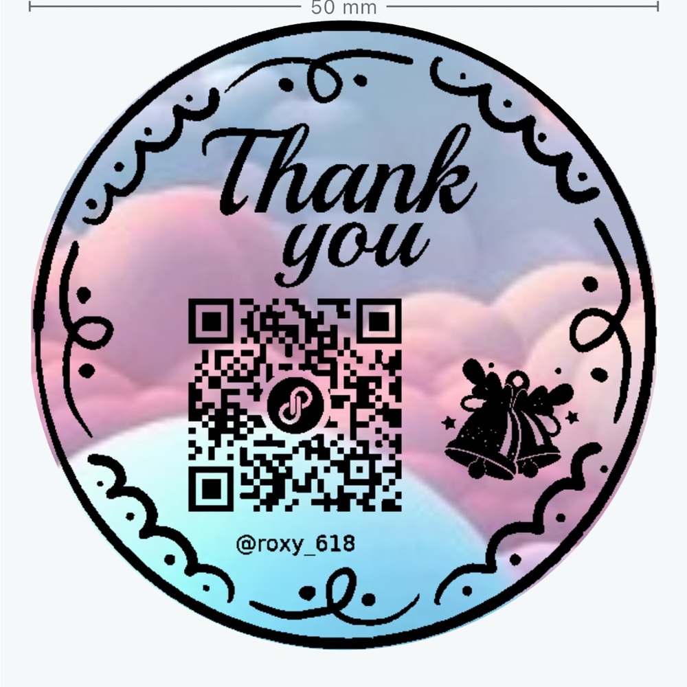 50 Custom Festive QR Personalized & Thank You Stickers NWT - Picture 4 of 6